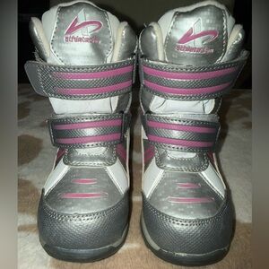 Athletech Girls Winter Boots Gray Pink Velcro